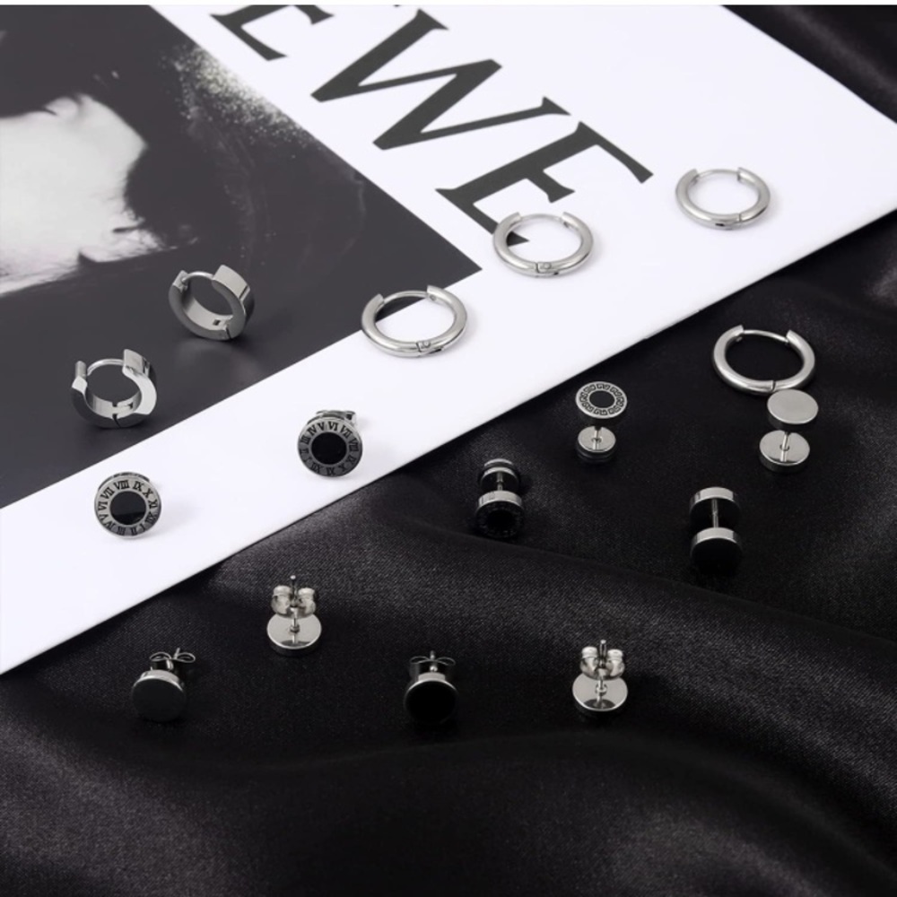 Silver Goth Punk Earrings Set